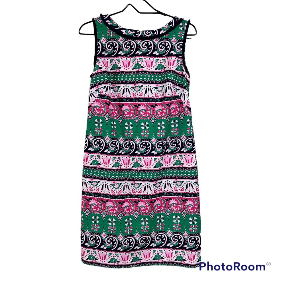 Talbots Women's Tulip Floral Print Shift Dress Size 4 Pink White Spring Easter - Picture 2 of 12
